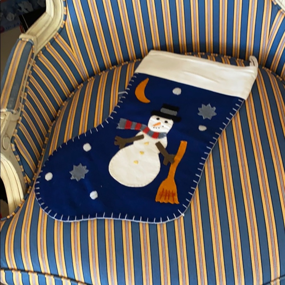 SNOWMAN FELT STOCKING LOTS OF DETAIL COTTON LINING